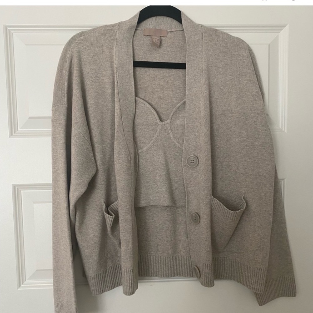H&M Cardigan Bralette Joggers Matching Set